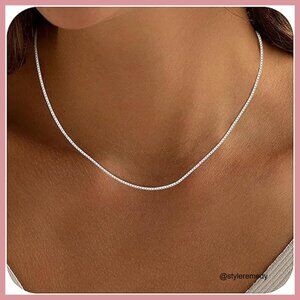 925 Sterling Silver Box Chain Necklace for Pendants, Dainty & Sturdy